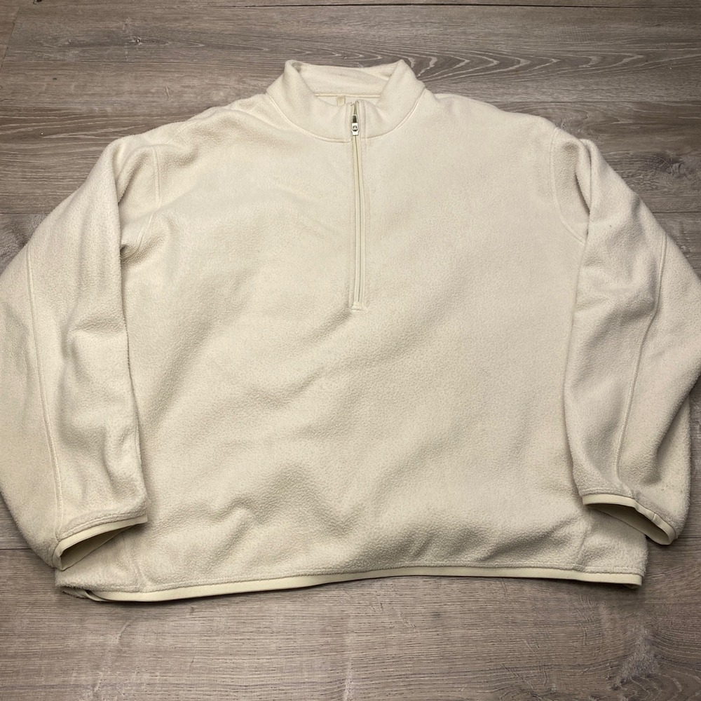 Lululemon Fleece Quarter Zip Pullover Mens XL Cream White Oversized Athletic